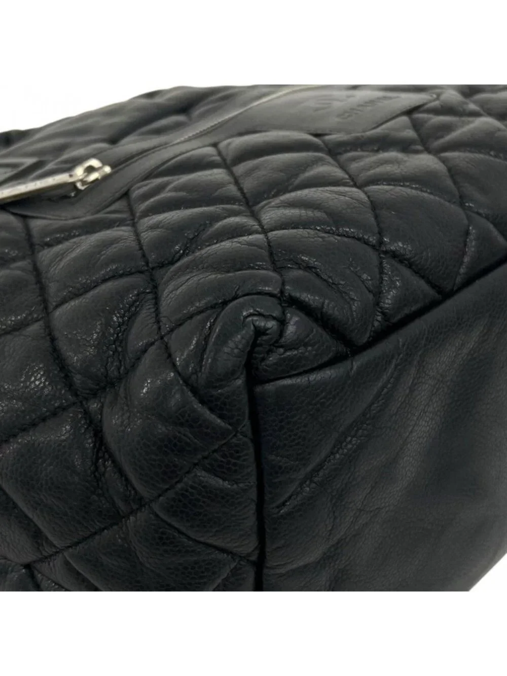 Chanel Handbag Coco Cocoon Leather Black Silver